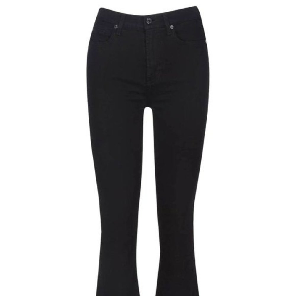 7 For All Mankind Black High Waist Slim Kick, Distressed, 30x27, NWT, $198 MSRP